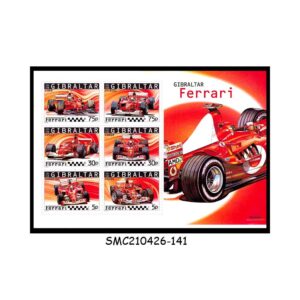 Stamps from GIBRALTAR - 2004 FERRARI RACE CARS / GRAND PRIX / AUTO RACING - MIN. SHEET MINT NH