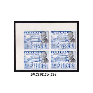 Stamps from LIBERIA - 1957 1st FIRST DIRECT FLIGHT ROBERTSPORT-NEW-YORK -  BLOCK OF 4 MNH IMPERF!!!