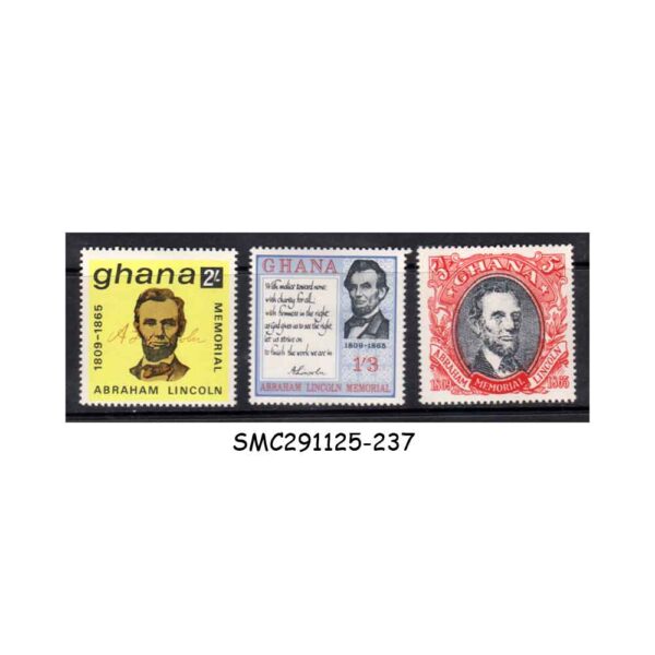Stamps from GHANA - 1964 ABRAHAM LINCOLN - 3V - MINT NH - Stampsfac.com