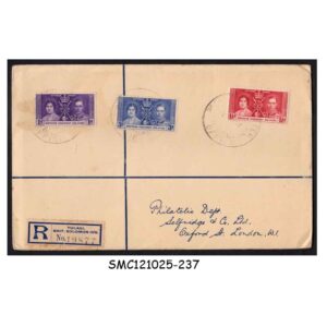 Stamps from BRITISH SOLOMON ISLANDS - 1937 REGISTERED COVER TO GREAT BRITAIN WITH KGVI CORONATION STAMPS