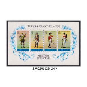 Stamps from TURKS & CAICOS ISLANDS - 1975 MILITARY UNIFORMS - MIN. SHEET MINT NH