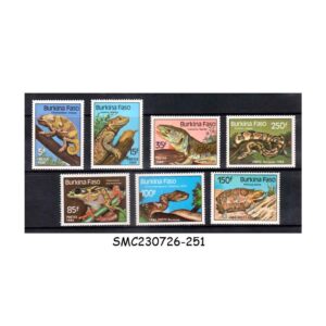 Stamps from BURKINA FASO - 1985 REPTILES / SNAKES CHAMELEON - 7V - MINT NH