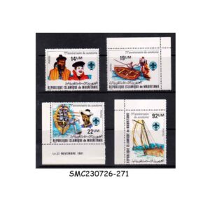 Stamps from MAURITANIA - 1982 75th ANNIVERSARY OF SEA SCOUTS - 4V - MINT NH