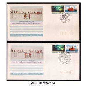 Stamps from AUSTRALIAN ANTARCTIC TERRITORY - 1991 30th ANNIVERSARY OF ANTARCTIC TREATY - 2 FDC with different CANCELLATION