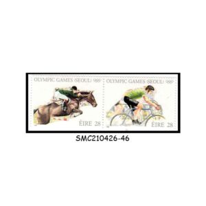 Stamps from IRELAND - 1988 SEOUL OLYMPIC GAMES / EQUESTRIAN & CYCLING - SE-TENANT 2V MINT NH