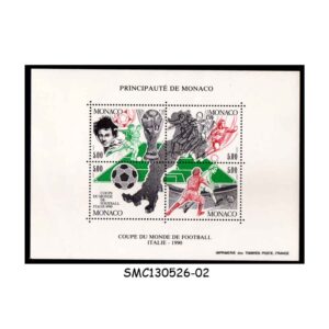 Stamps from MONACO - 1990 WORLD CUP OF FOOTBALL / SOCCER - MIN. SHEET MINT NH