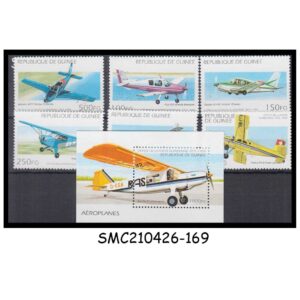 Stamps from GUINEA - 1995 AVIATION / AIRCRAFT - SET OF 6 STAMPS + 1-MIN. SHEET MINT NH