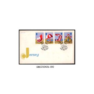 Stamps from JERSEY - 1975 TOURISM - BEACHES UMBRELLA SAND - FDC