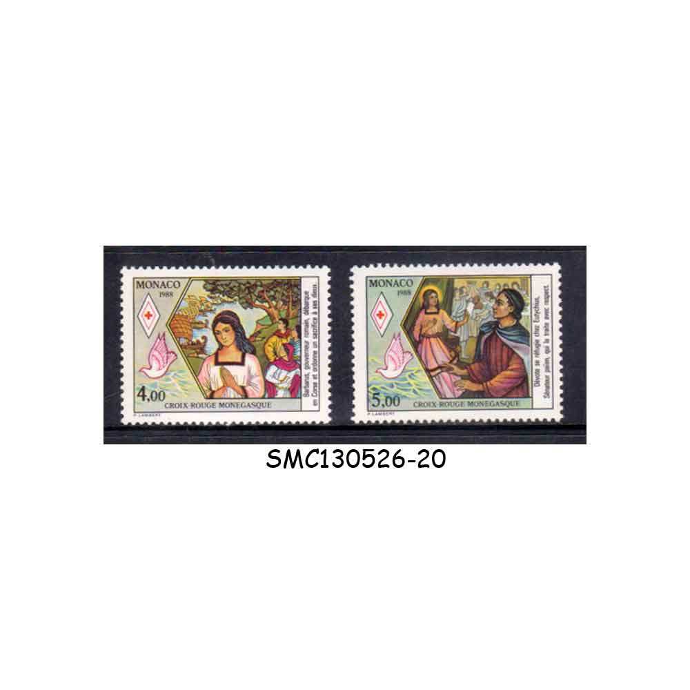 Stamps from MONACO - 1988 RED CROSS - 2V - MINT NH