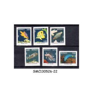 Stamps from MONACO - 1988 FISH in OCEANOGRAPHIC MUSEUM / MARINE LIFE - 6V - MINT NH