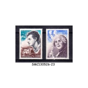 Stamps from MONACO - 1988 LORD BYRON &  PIERRE DE MARIVAUX / FAMOUS PEOPLE - 2V MINT NH