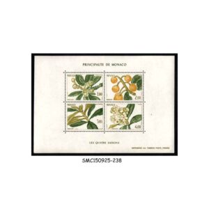 Stamps from MONACO - 1985 FOUR SEASONS / FLOWERS LOQUAT FRUITS - MIN. SHEET MINT NH