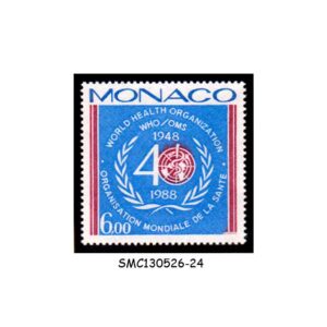 Stamps from MONACO - 1988 40th ANNIVERSARY OF WORLD HEALTH ORGANIZATION WHO - 1V MINT NH