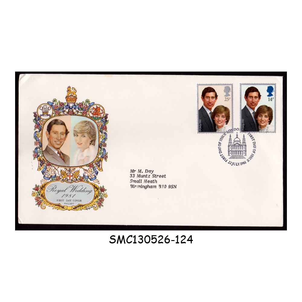 Stamps from GREAT BRITAIN - 1981 ROYAL WEDDING OF PRINCE CHARLES & LADY DIANA - FDC