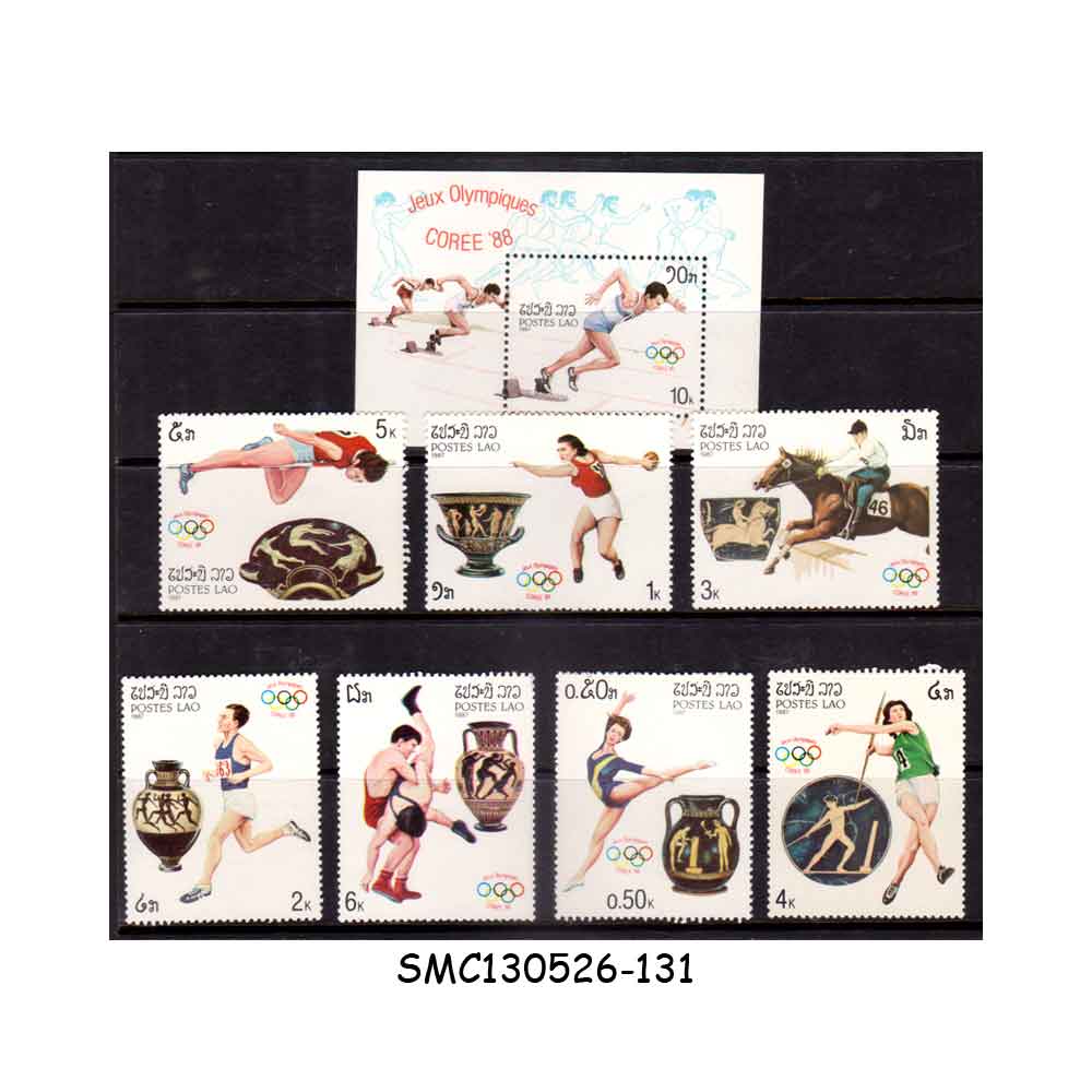 Stamps from LAOS - 1987 SUMMER OLYMPIC GAMES SEOUL '88 - SET OF 7-STAMPS + 1-M/S MNH