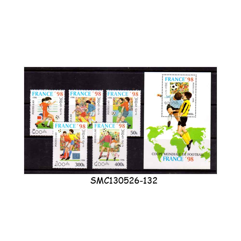 Stamps from LAOS - 1996 FIFA WORLD CUP OF FOOTBALL , FRANCE '98 - SET OF 5-STAMPS + 1-M/S MNH