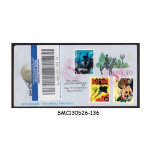 Stamps from UNITED STATES USA - 2008 AIR MAIL AEROGRAMME to ROMANIA with BATMAN STAMPS