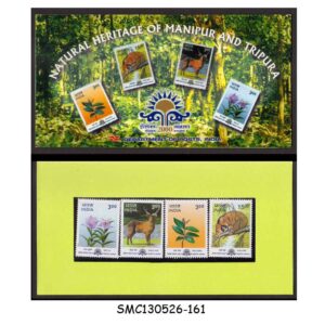 Stamps from INDIA - 2000 INDEPEX 2000 / NATUREAL HERITAGE OF MANIPUR & TRIPURA - FOLDER ( 4-STAMPS MINT NH)