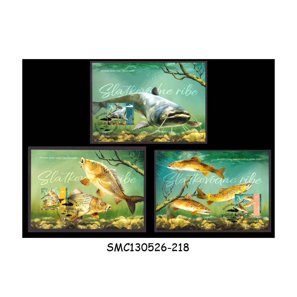 Stamps from CROATIA - 2025 FISHES OF CROATIA - SET OF 3 MAXI CARDS - FDI