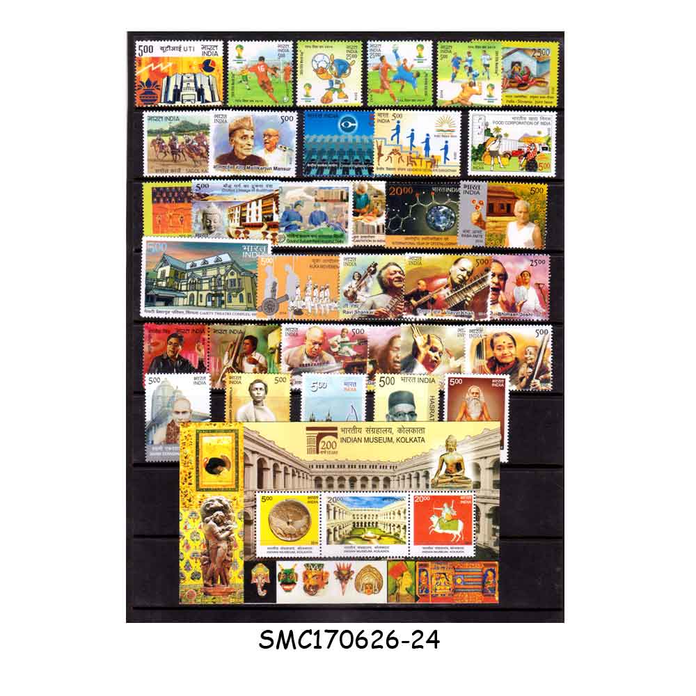 Stamps from INDIA - 2014 INDIA YEAR UNIT - YEAR PACK - COMPLETE - 36 STAMPS + 1 MIN. SHEET MINT NH