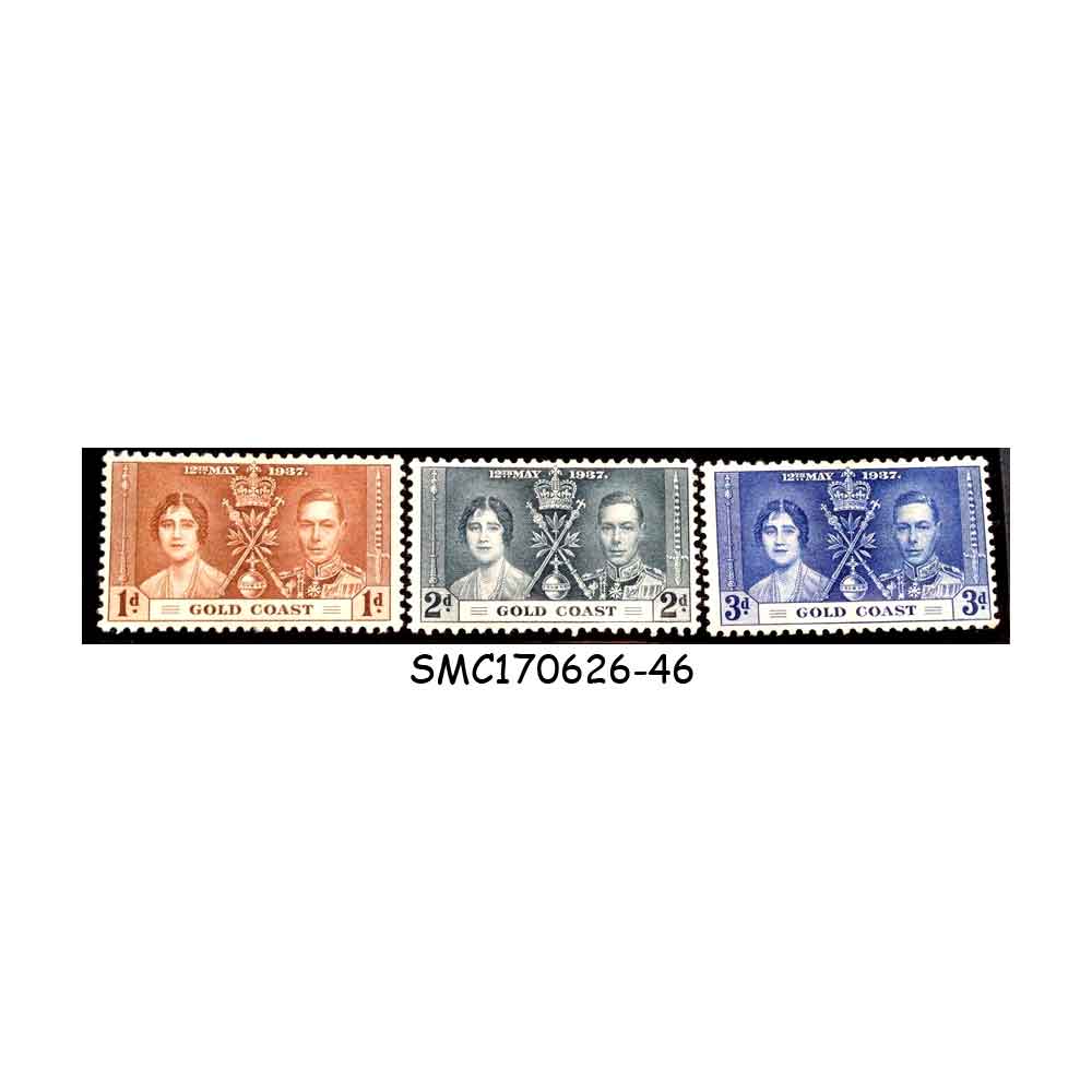 Stamps from GOLD COAST - 1937 KGVI CORONATION - 3V - MINT HINGED