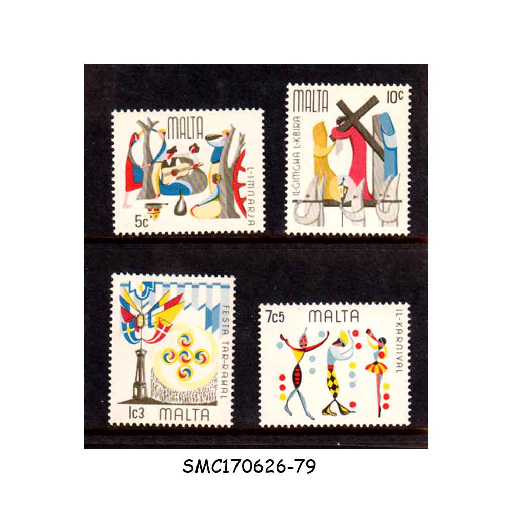 Stamps from MALTA – 1976 MALTESE FOLKLORE (FOLK CUSTOMS) – 4V MINT NH