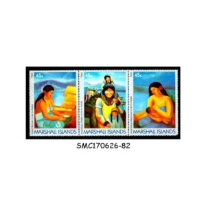 Stamps from MARSHALL ISLANDS - 1989 LINKS WITH ALASKA / PAINTINGS - 3V STRIP SE-TENANT - MINT NH