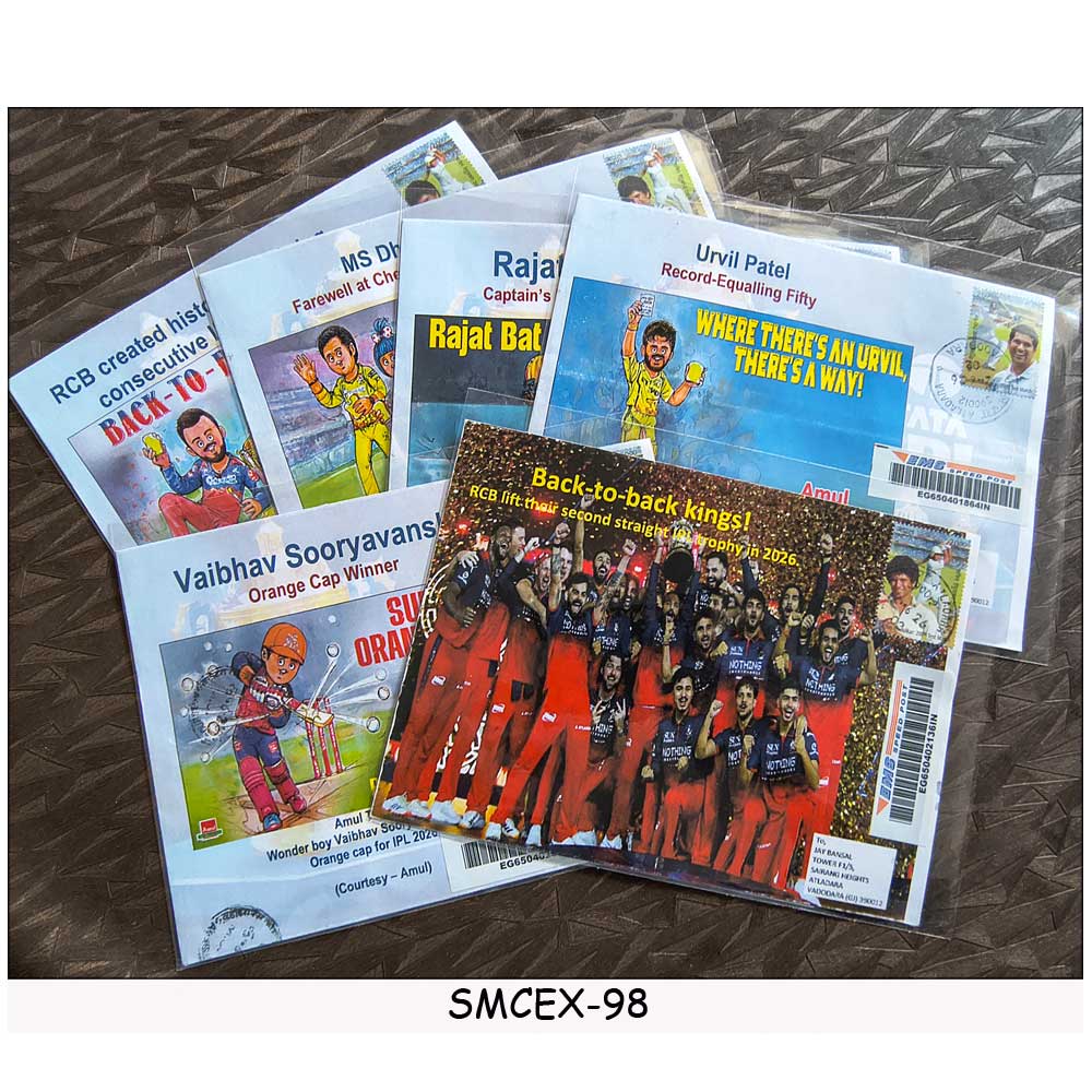 Stamps from INDIA - 2026 AMUL TOPICAL : IPL CRICKET CHAMPIONSHIP 6 COVERS COMMERCIALLY USED