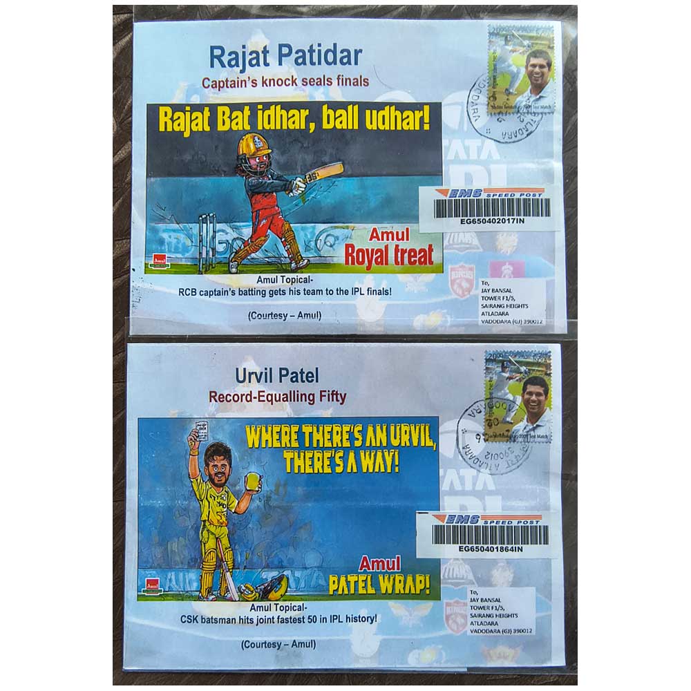 Stamps from INDIA - 2026 AMUL TOPICAL : IPL CRICKET CHAMPIONSHIP 6 COVERS COMMERCIALLY USED - Image 3
