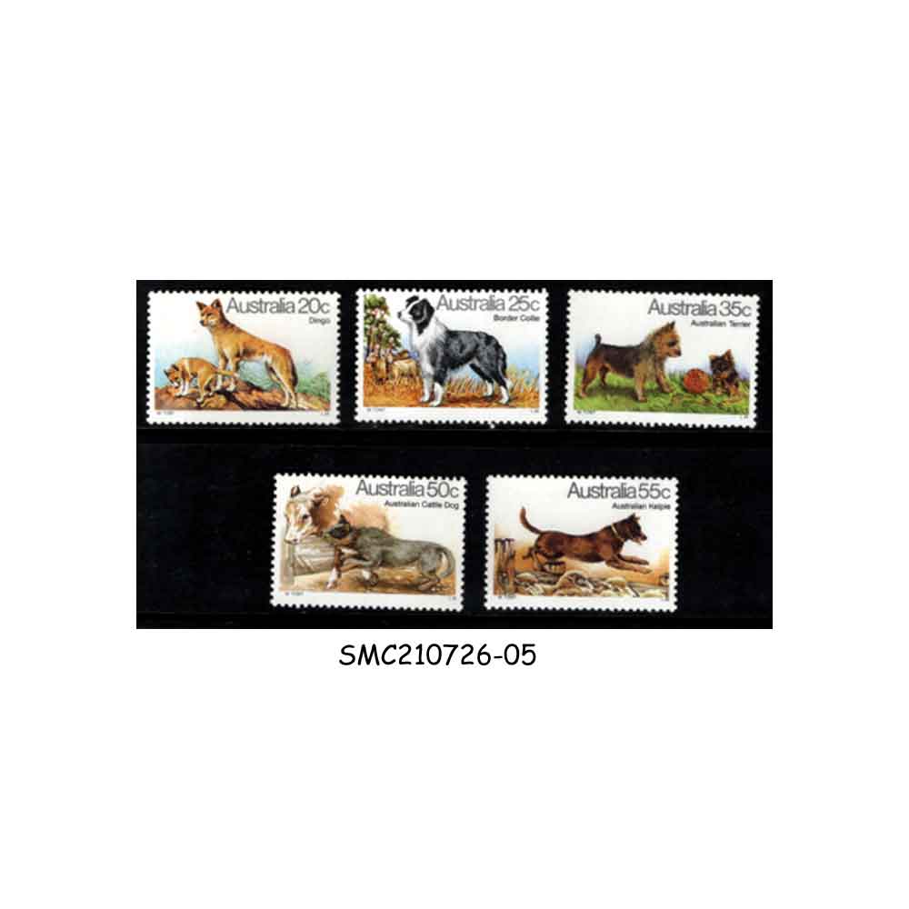 Stamps from AUSTRALIA - 1980 DOGS / PET ANIMALS - 5V - MINT NH