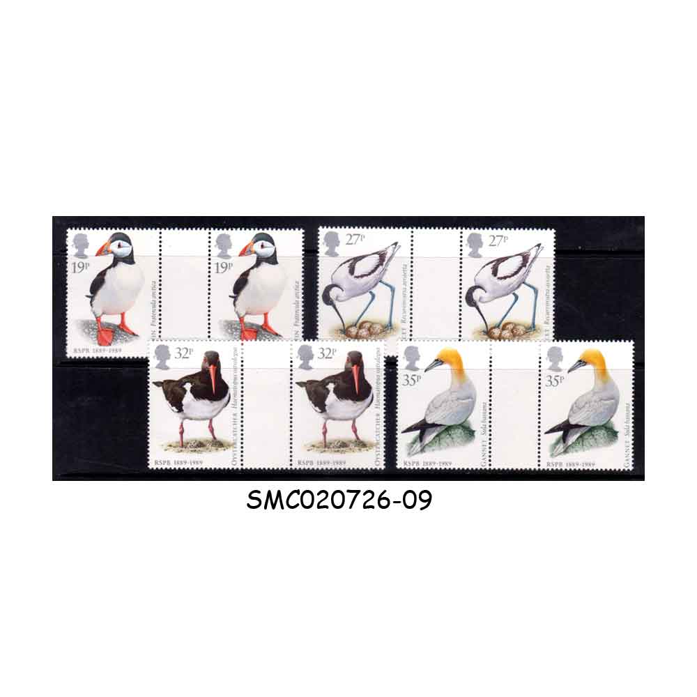 Stamps from GREAT BRITAIN - 1989 CENTENARY OF THE RSPB SG#1419-1422 - 4V GUTTER PAIR MNH