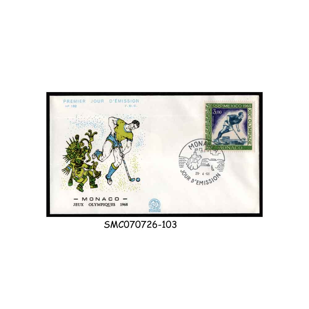Stamps from MONACO - 1968 OLYMPIC GAMES MEXICO '68 / HOCKEY - FDC