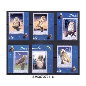 Stamps from ROMANIA - 2000 OWLS / BIRDS 6V MNH