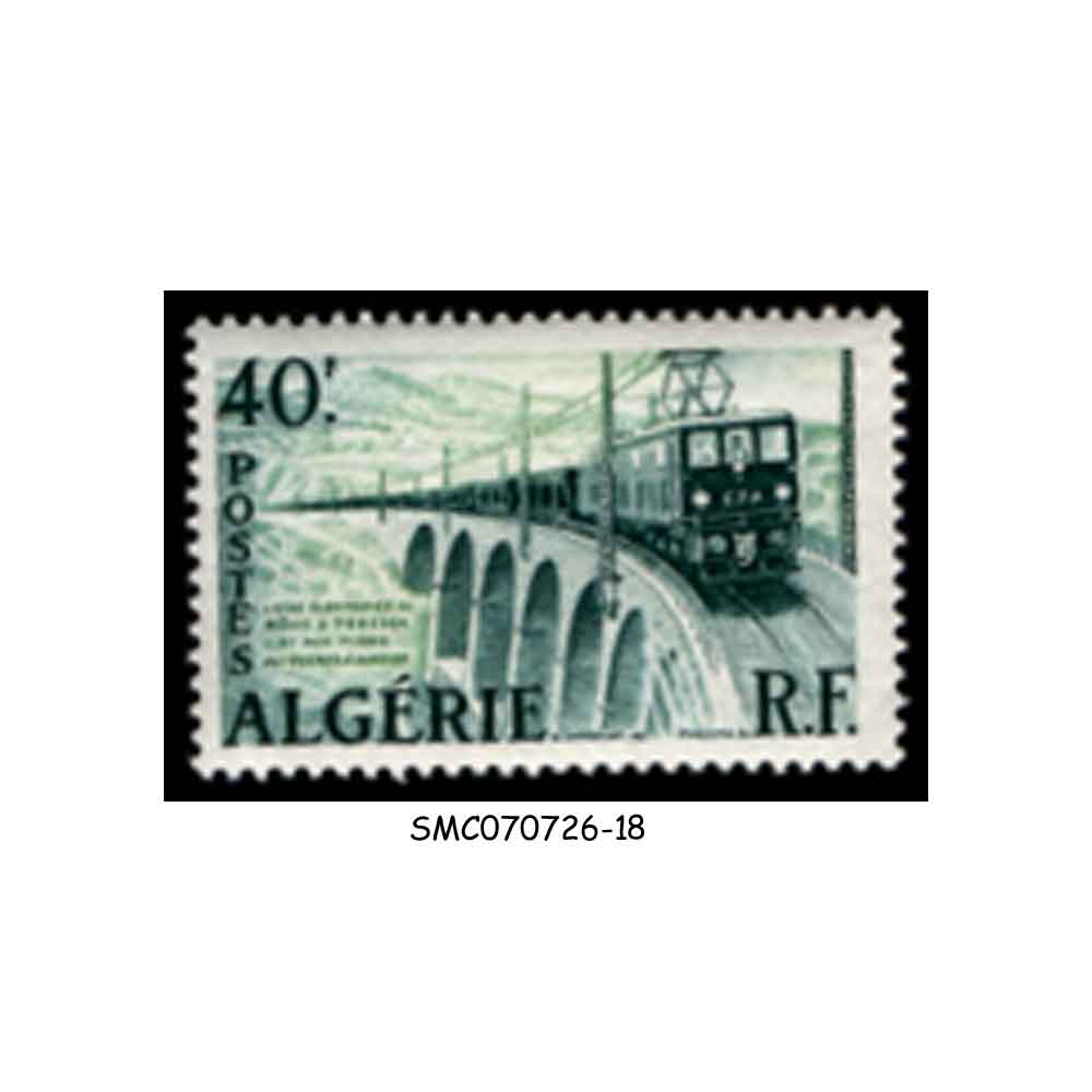 Stamps from ALGERIA - 1957 ELECTRIFIED TRAINLINE from BÔNE to TÉBESSA / RAILWAYS SCOTT#283 - 1V MINT LH