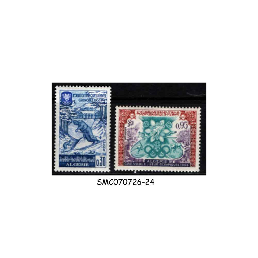 Stamps from ALGERIA - 1967 WINTER OLYMPIC GAMES - GRENOBLE SCOTT#380-381 - 2V MINT NH