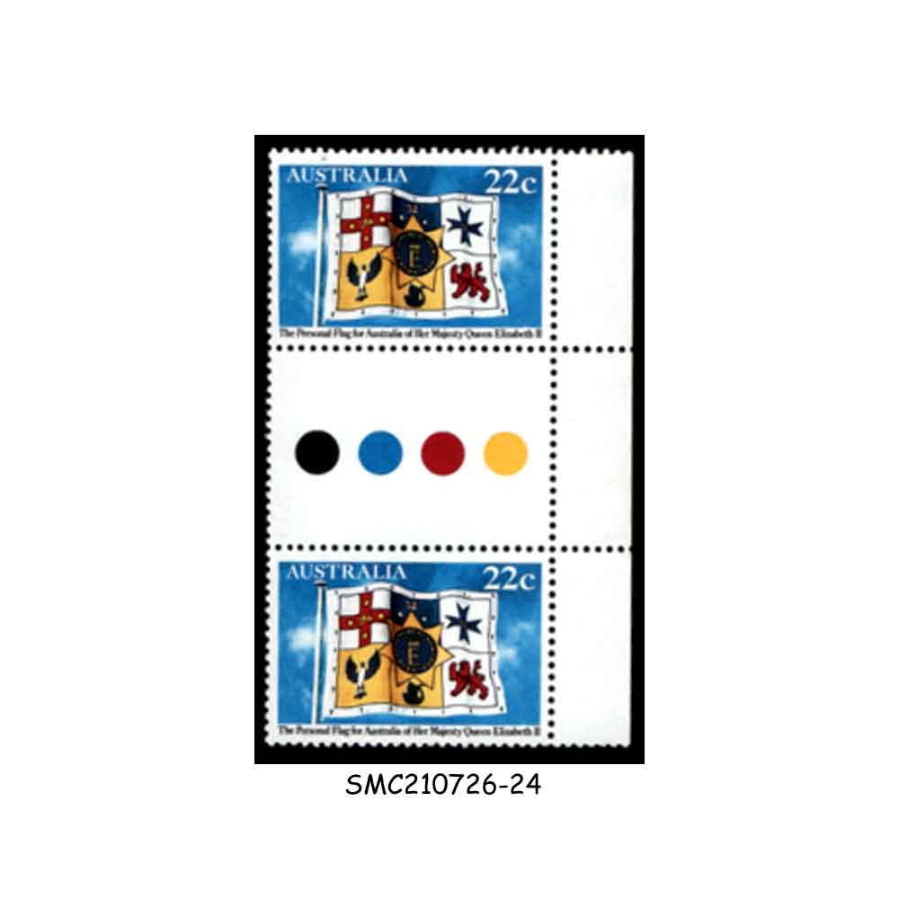 Stamps from AUSTRALIA - 1981 PERSONAL FLAG FOR AUSTRALIA MAJESTY QUEEN ELIZABETH II - 2V TRAFFIC LIGHT GUTTER PAIR - MINT NH