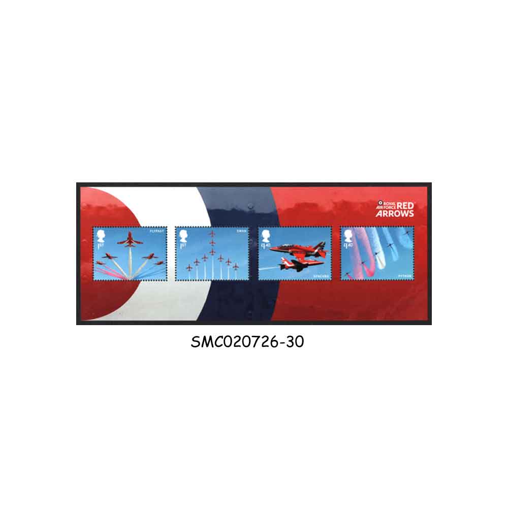 Stamps from GREAT BRITAIN - 2018 CENTENARY OF THE ROYAL AIR FORCE : THE RED ARROWS / AVIATION - MIN. SHEET MNH