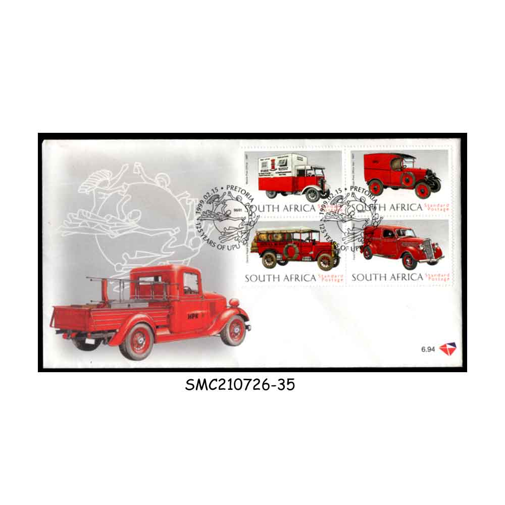Stamps from SOUTH AFRICA - 1999 CLASSIC POST VEHICLES / AUTOMOBILES - FDC
