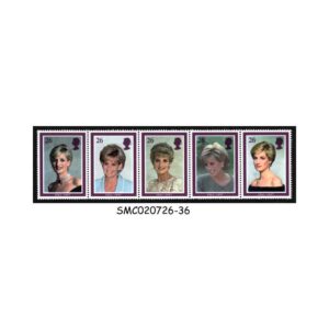Stamps from GREAT BRITAIN - 1998 PRINCESS DIANA, PRINCESS OF WALES COMMEMORATION - 5V STRIP -  MINT NH