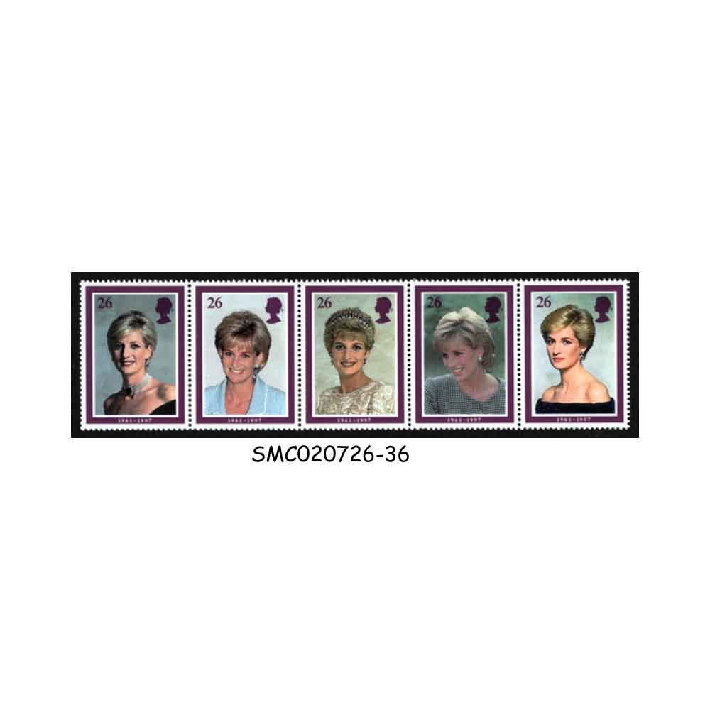 Stamps from GREAT BRITAIN - 1998 PRINCESS DIANA, PRINCESS OF WALES COMMEMORATION - 5V STRIP - MINT NH