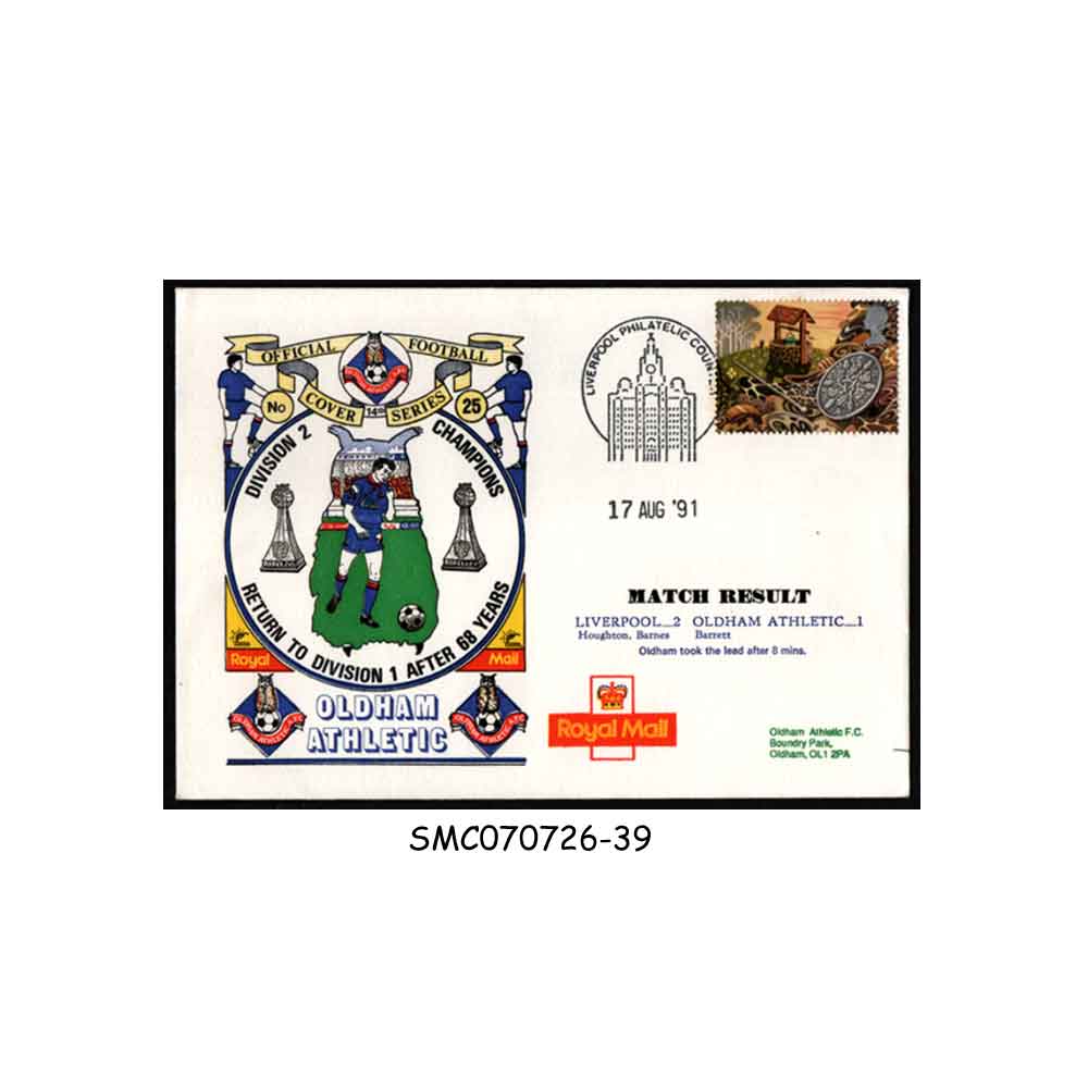 Stamps from GREAT BRITAIN - 1991 OFFICIAL FOOTBALL COVER SERIES NO. 25 OLDHAM ATHLETIC