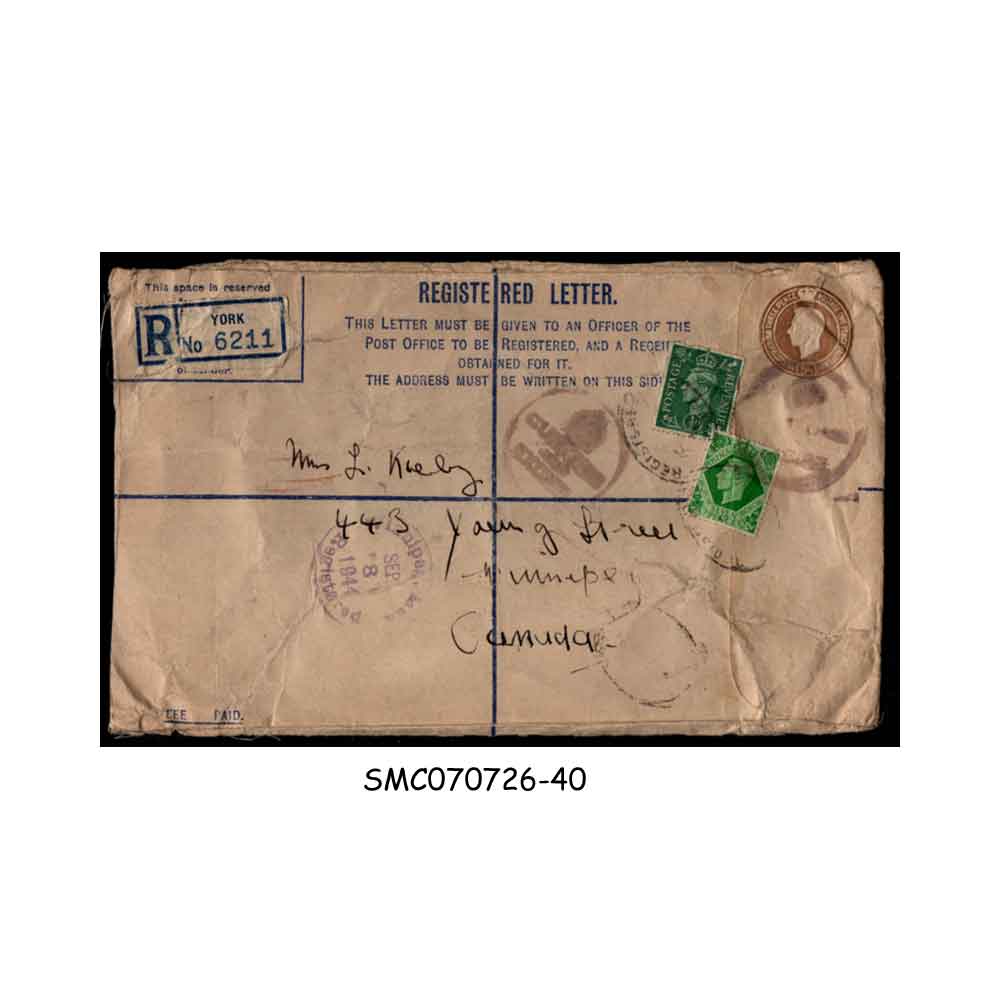 Stamps from GREAT BRITAIN - 1944 KGVI REGISTERED ENVELOPE to CANADA with KGVI Stamps