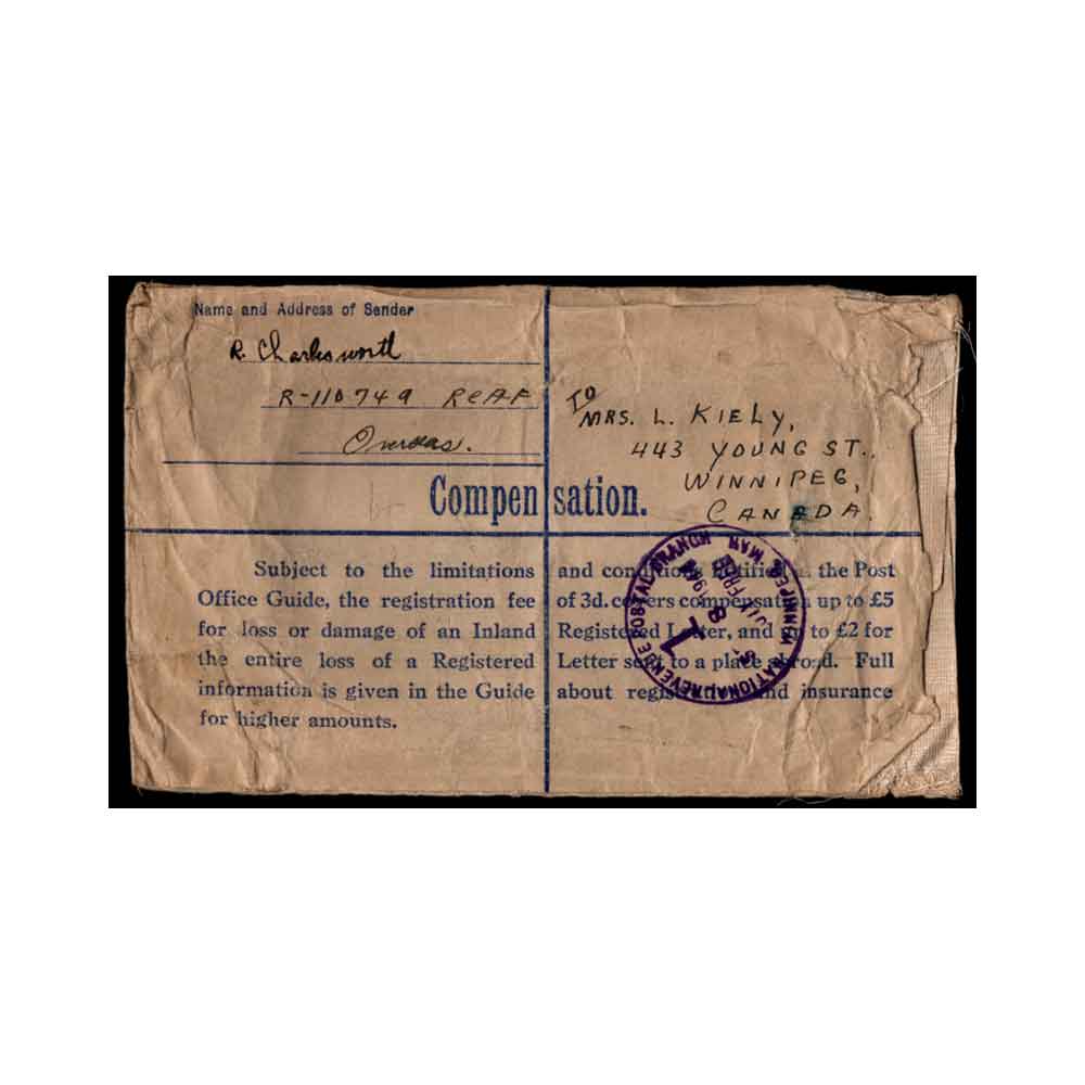 Stamps from GREAT BRITAIN - 1944 KGVI REGISTERED ENVELOPE to CANADA with KGVI Stamps - Image 2