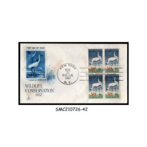 Stamps from UNITED STATES USA - 1957 WILDLIFE CONSERVATION / BIRDS - BLK-4 - FDC