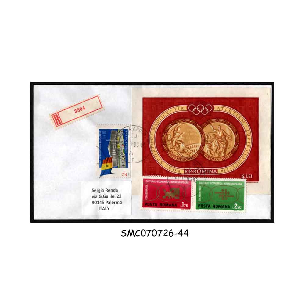 Stamps from ROMANIA - 2005 REGISTERED ENVELOPE to ITALY with STAMPS