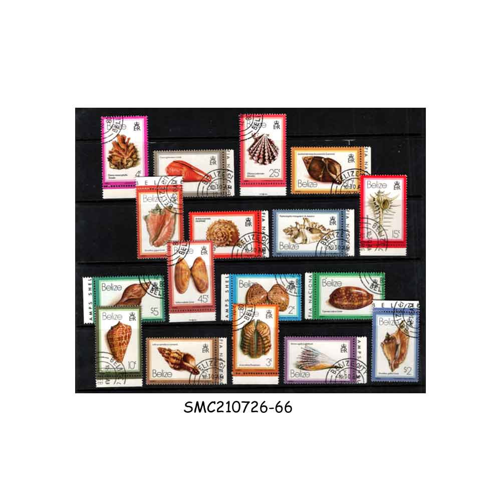 Stamps from BELIZE - 1980 SEA SHELLS DEFINITIVES / MARINE LIFE - 17V - USED