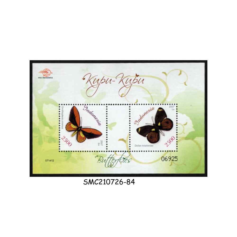 Stamps from INDONESIA - 2007 BUTTERFLIES - MIN. SHEET MINT NH