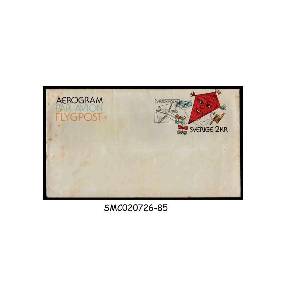 Stamps from SWEDEN - 1980 2kr AIR MAIL AEROGRAMME - FDI