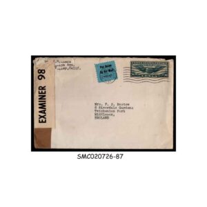 Stamps from UNITED STATES USA - 1941 AIR MAIL envelope to ENGLAND - CENSORED