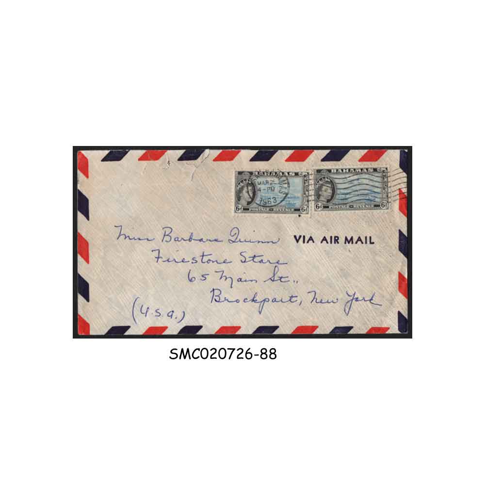 Stamps from BAHAMAS - 1963 AIR MAIL Envelope to USA with QEII stamps